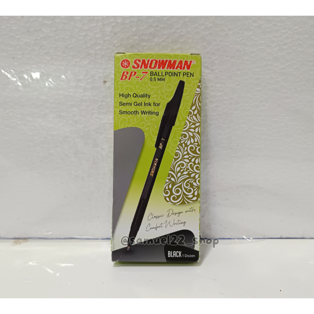 

Pulpen SNOWMAN BP-7 0.5 Isi 12 pcs Tinta Hitam