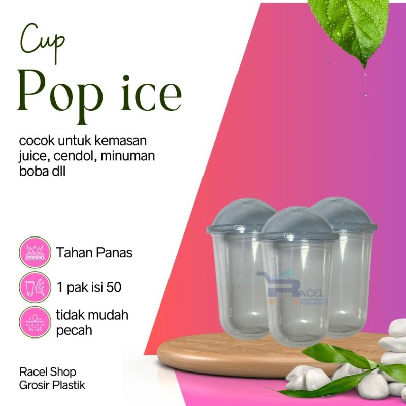 Gelas Plastik Cembung Cup Gelas Bening Cup Pop Ice
