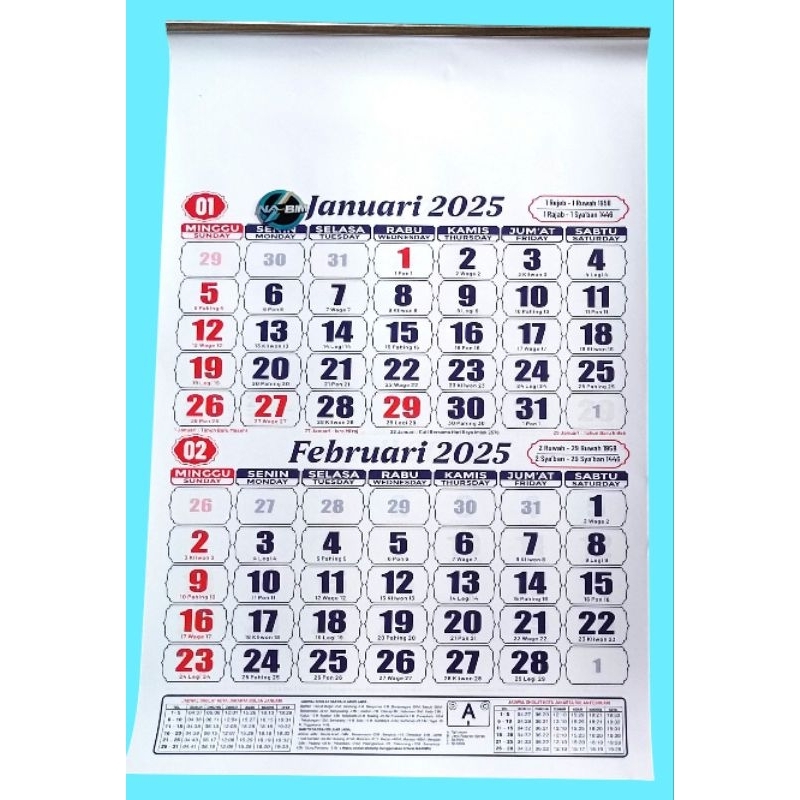 

Kalender kerja tahun 2025 dwibulanan BO 6 lembar 2 bulanan 32x48cm (terima casrume cetak merek)