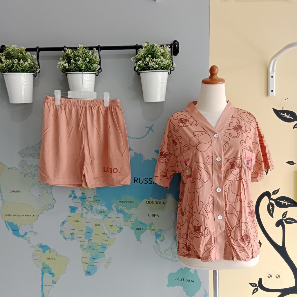 lingerie_extrajumbo - Nightie 364 - Setelan Baju Tidur Celana Pendek Motif Comel