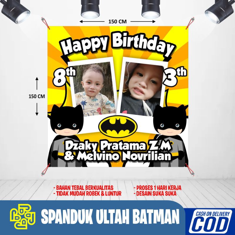 banner ulang tahun Batman / perlengkapan pesta ultah anak / Spanduk ultah batman bisa COD bayar dite