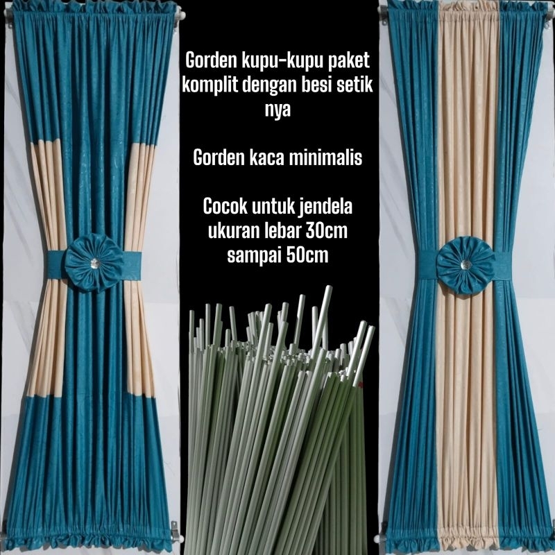 gorden kupu kupu paket komplit jendela kaca minimalis gorden varian warna biru untuk jendela kaca le