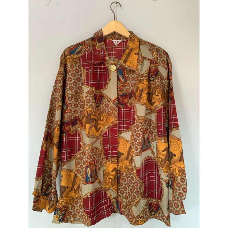 kemeja motif vintage kuda