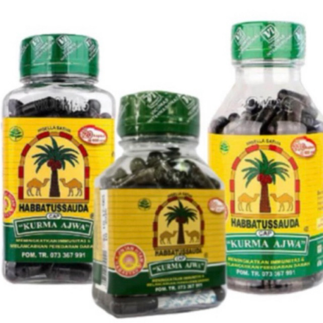 Habatussauda Cap Kurma Ajwa isi 120 Kapsul dan 210 Kapsul Habbatussauda Herbal Oil Vitamin Kesehatan