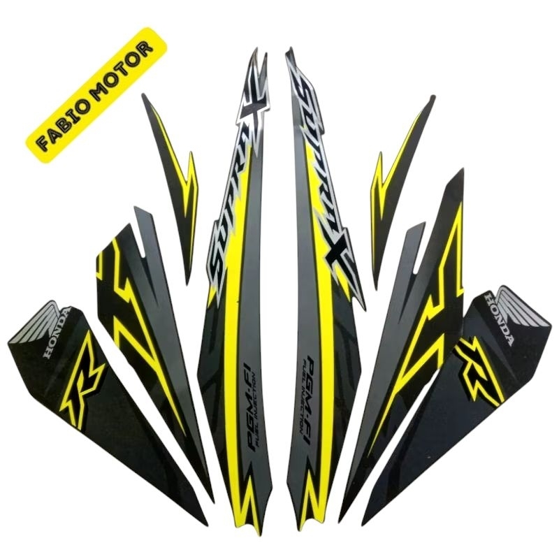 Striping Honda Supra x 125 fi 2018 hitam lis kuning bisa dipernis