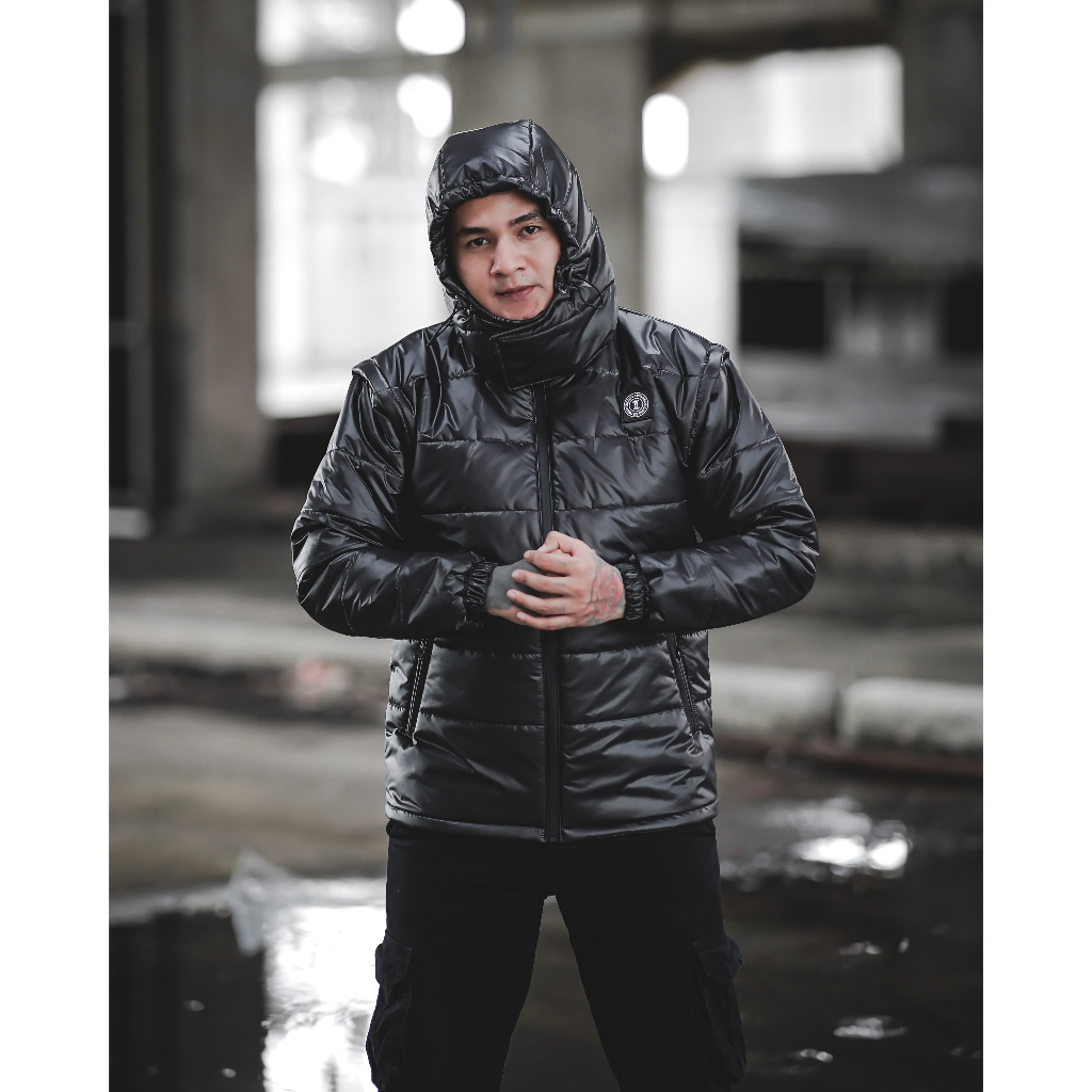 JAKET PUFFER HITAM PRIA / JAKET GELEMBUNG