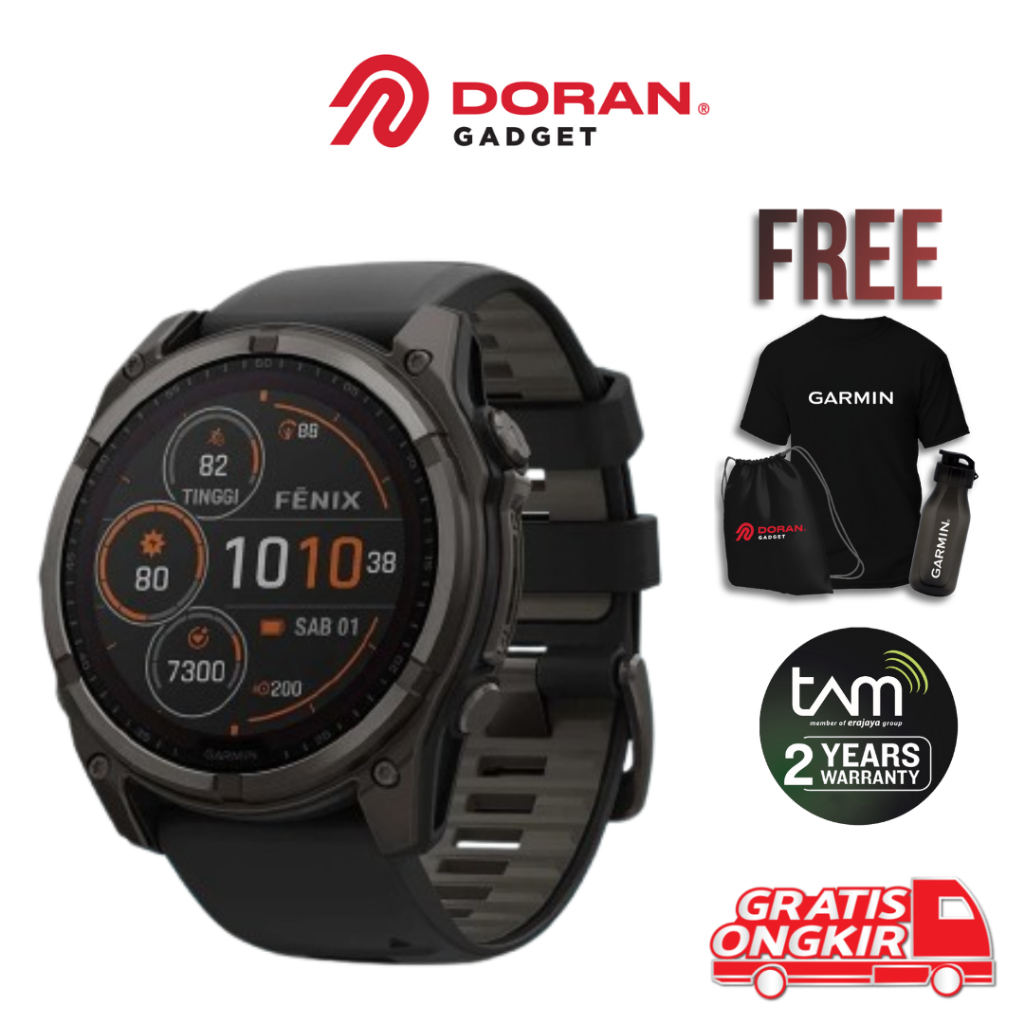 Garmin Fenix 8X 51mm 8X AMOLED Sapphire Carbon Gray DLC Titanium Black Pebble Gray Garansi Resmi