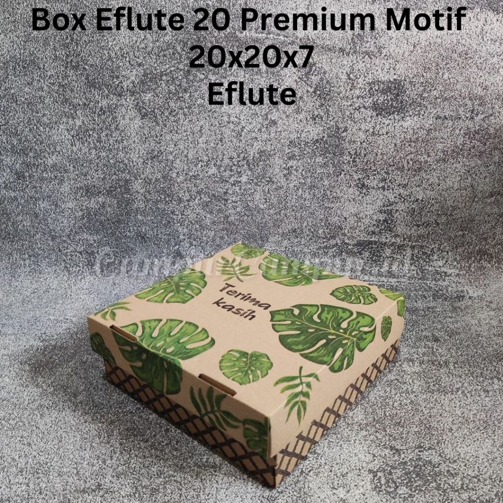 

Box Eflute Motif Daun Thank you 20x20x7 Kotak Nasi Kue Dos Eflute Dus kue Box Hampers Kotak Baju