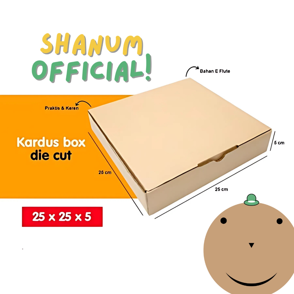 

Kardus - Die Cut 25x25x5 | Karton Corrugated | Box Kotak Packing Souvenir | Dus Kotak Kado Hampers Polos