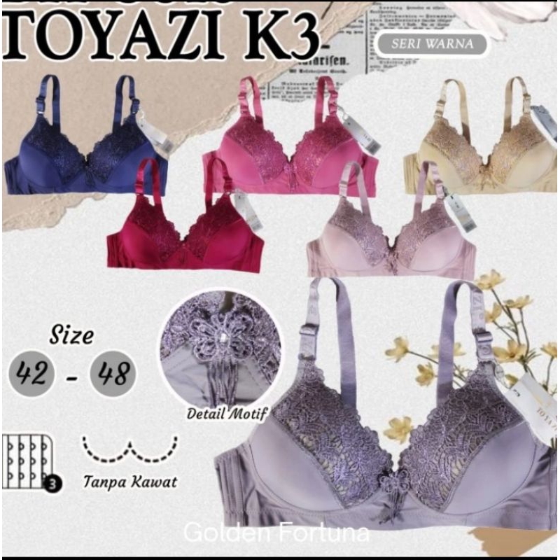 BH Wanita Bumil BH Jumbo Toyazi K3 Tanpa Kawat Cup Besar Size 42 44 46 48