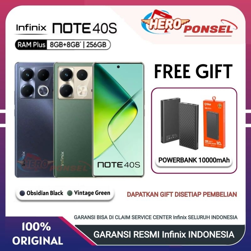 INFINIX NOTE 40S RAM 8/256 GB | INFINIX NOTE 40 RAM 8/256 GB GARANSI RESMI INFINIX INDONESIA