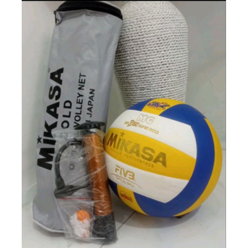 Mikasa bola volly import original 1 paket net volly + pompa standart turnamen volly ball outdoor & i