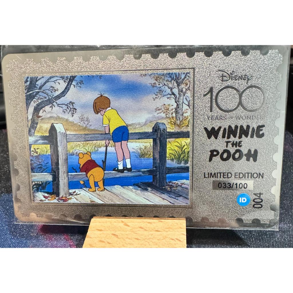 WINNIE THE POOH COLLECTIBLE METALIC CARD DISNEY 100 YEARS OF WONDER LIMITED EDITION 033/100 (WORLDWI