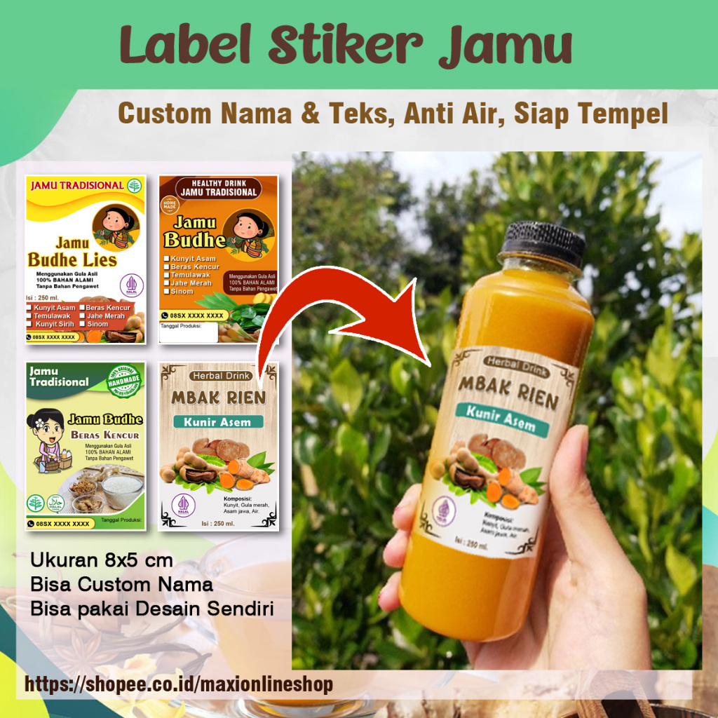 CUSTOM STIKER JAMU HERBAL /Stiker MiNUMAN JAMU HERBAL / Cetak Stiker Jamu Tradisional Herbal 100 Pcs