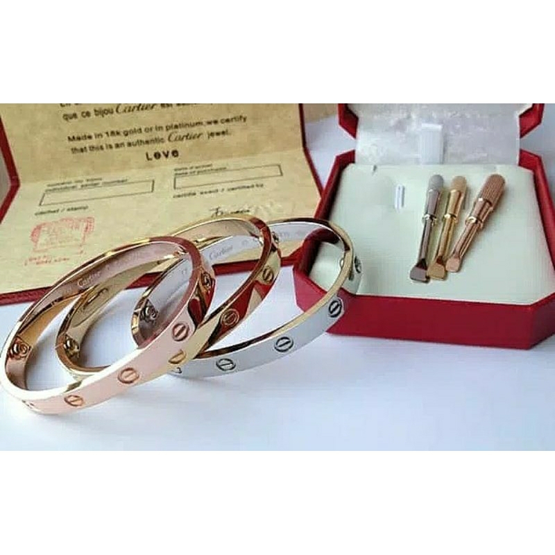 Gelang Cartie Obeng Mirror Emboss 750 Gelang Cartir Obeng Gelang Emas Gold Gelang Perak Silver Gelan