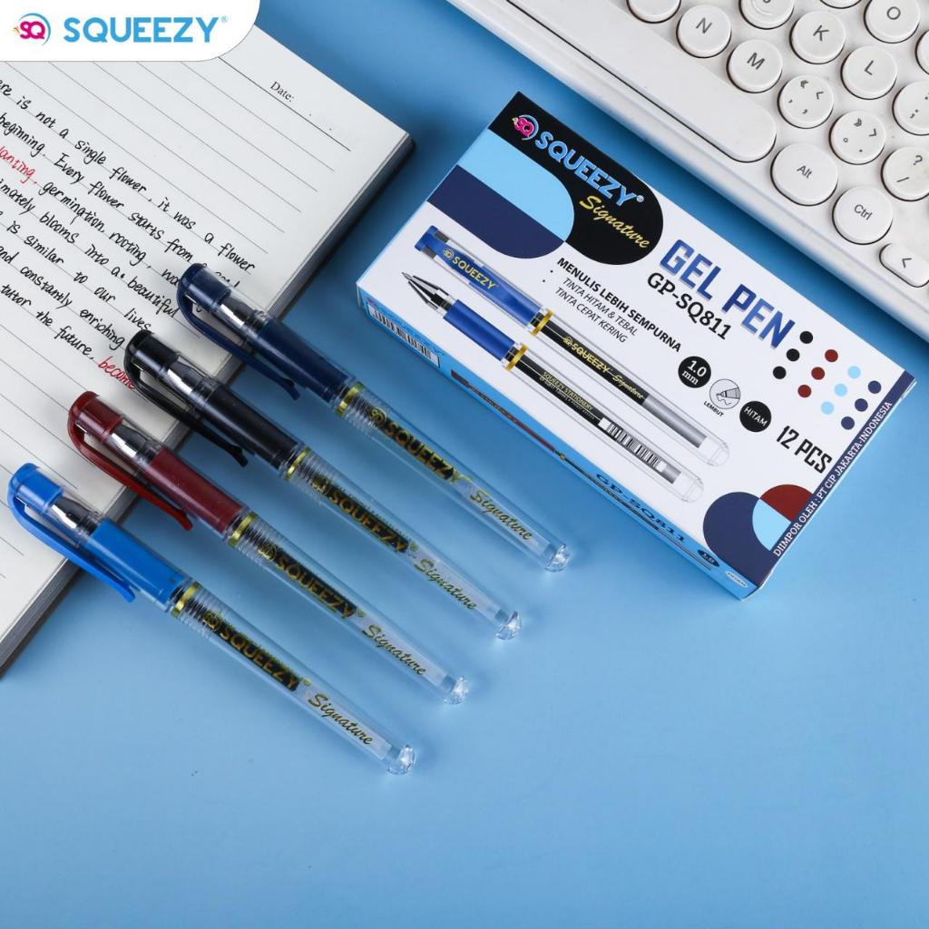 

Gel Pen / Pulpen Gel / Pena Hitam / Gell Pen 1.0 mm 1 Pak isi 12 Pcs GP-SQ811