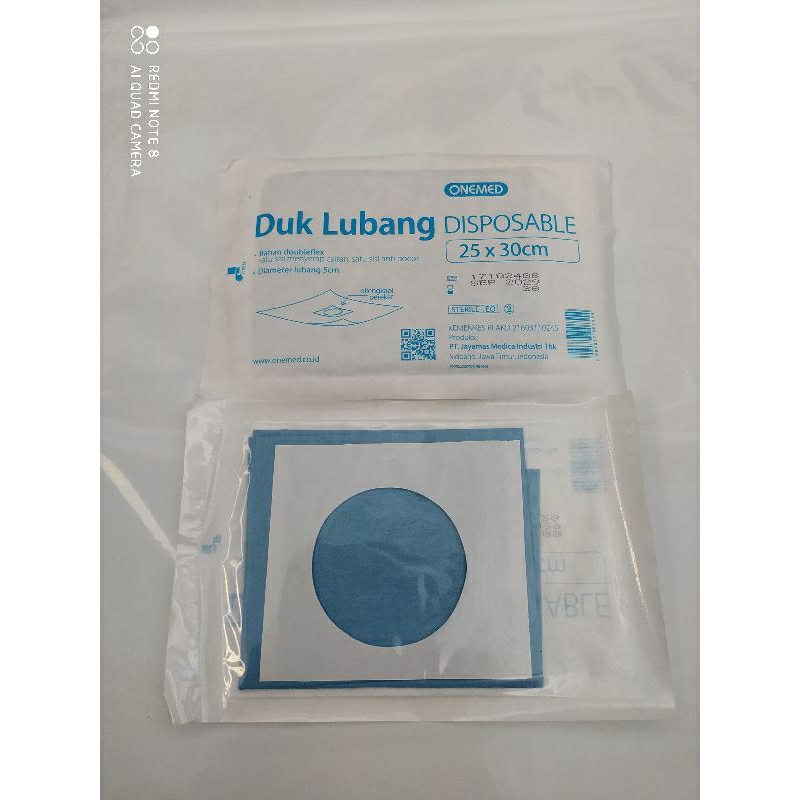 DUK LUBANG STERIL / DUK LUBANG DISPOSABLE 25X30 CM / DUK STERIL ONEMED