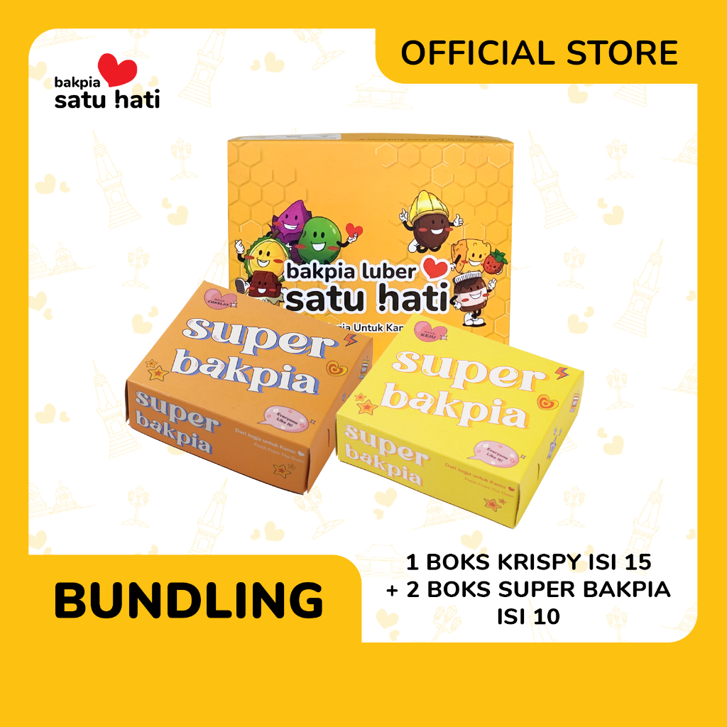 

[BUNDLING] 2 BOX SUPER BAKPIA ISI 15 + 1 BOX KRISPY MIX ISI 10 l SUPER KACANG HIJAU, MATCHA/COKELAT/KEJU/KUMBU, KRISPY MIX