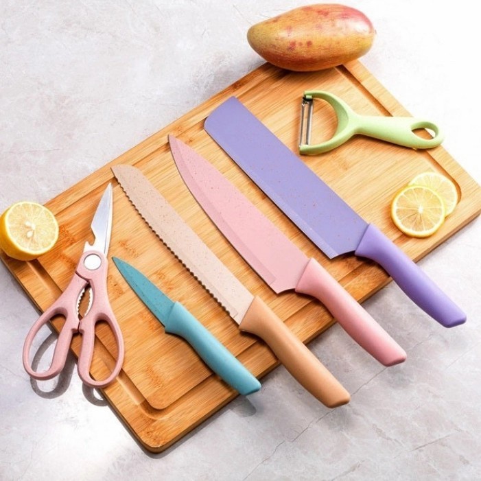 Pisau Dapur Keramik Set 6 Pcs Stainless - Kitchen Knife Set 6 Pcs Premium Multifungsi