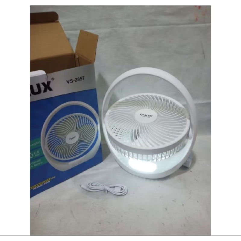 Kipas Angin Portable VISALUX Rechargeable Mini Fan and Lamp VS-2857 Lampu emergency