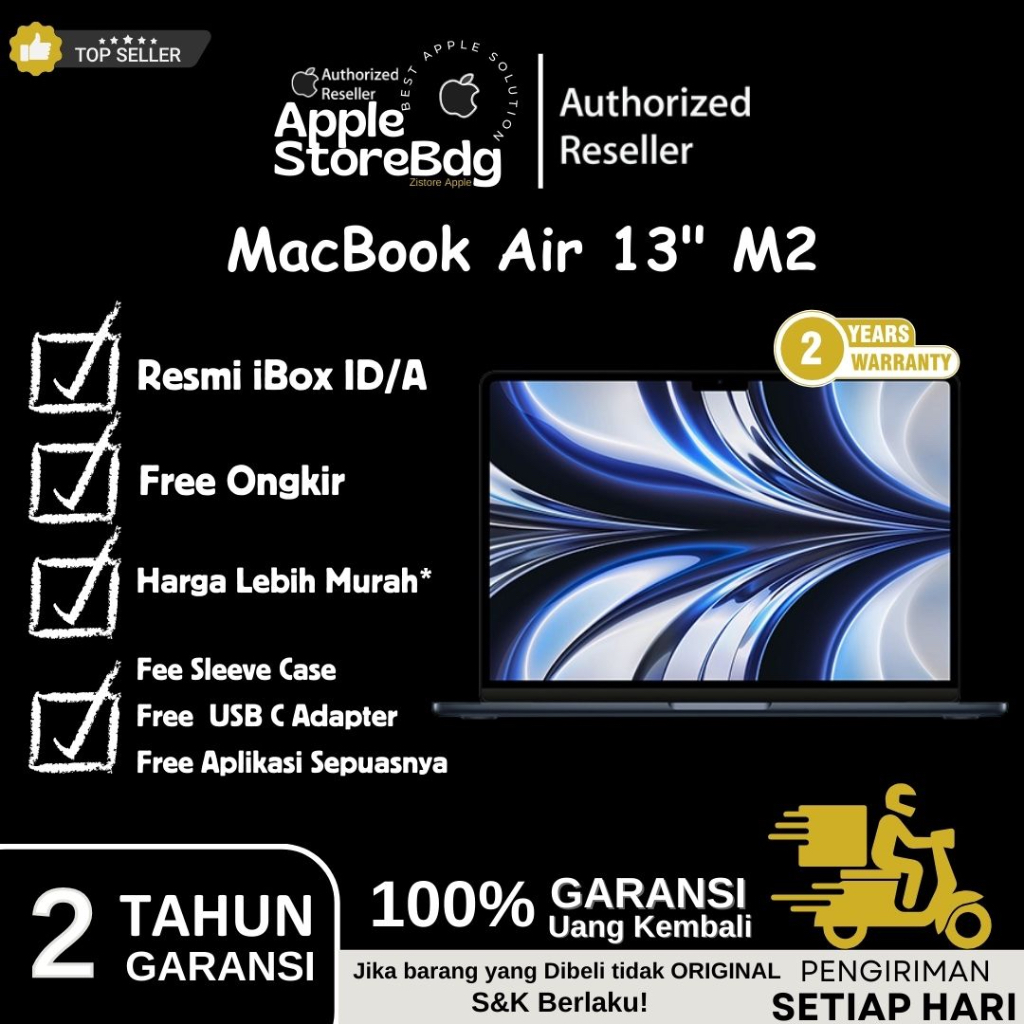 MacBook Air M2 13inch 256GB/16GB Baru Garansi Resmi BNIB