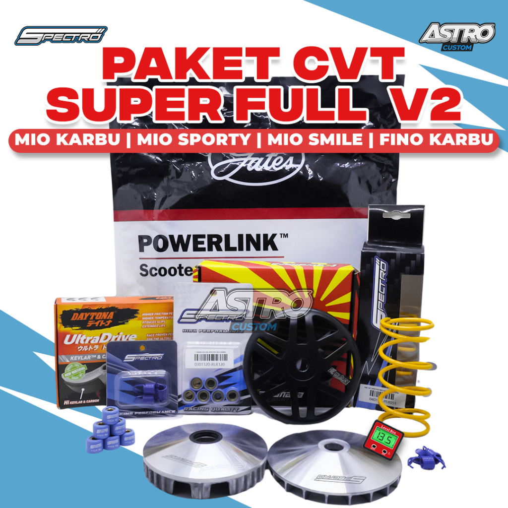 Super Full Upgrade V2 Mio Smile Sporty Fino Soul Karbu CVT Mangkok Ganda Kawahara Kampas Vanbelt