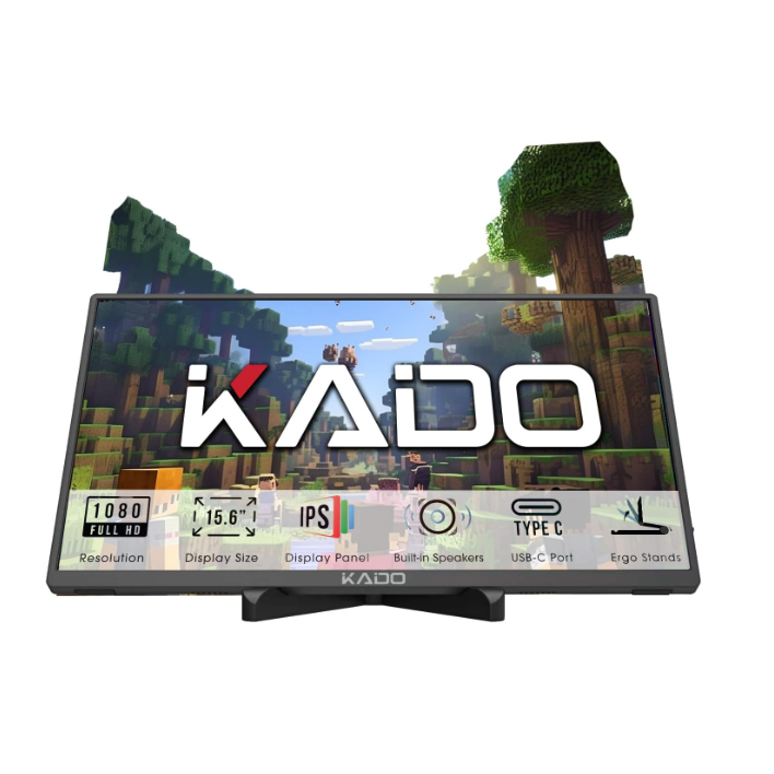 Kado Portable Monitor for Laptop, 15.6" IPS 1920x1080 HDMI Dual USB Type-C Laptop Screen Extender Se