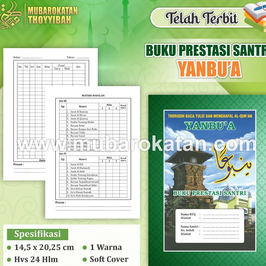 YANBU'A, BUKU PRESTASI YANBUA | BUKU PRESTASI SANTRI YANBUA | BPSY BUKU PRESTASI SANTRI TPQ YANBU'A