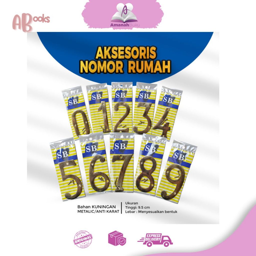Plat Nomor Rumah/Kantor | Angka 0 - 9 | Angka Kuningan Untuk Nomor Rumah/Kantor, Plat Nomor Rumah/Ka