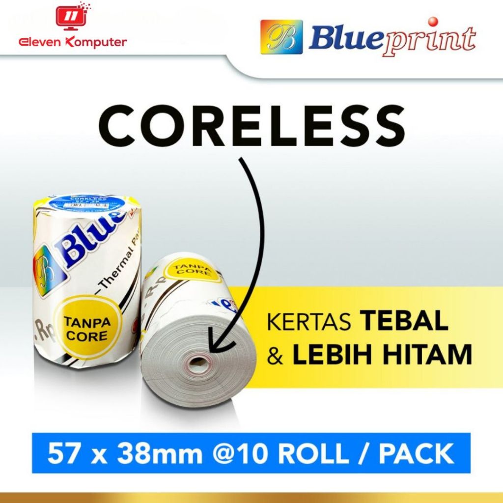 

Kertas Thermal Kasir 57 x 38 BLUEPRINT Kertas Struk 57x38 mm Coreless 1roll