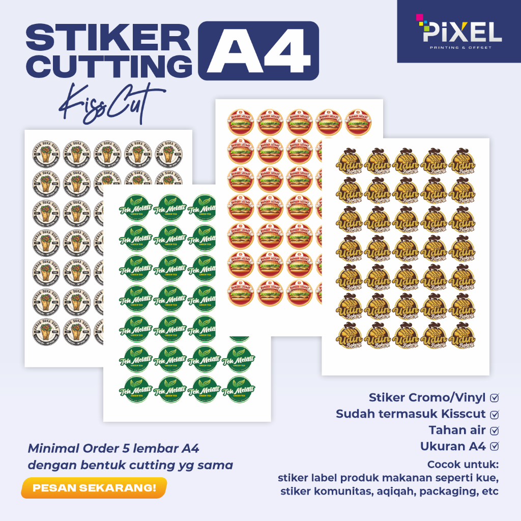 

STIKER LABEL MAKANAN FREE CUTTING CROMO/VINYIL A4