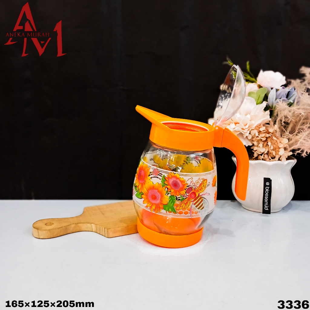 TEKO KACA MOTIF BUNGA CANTIK WPR-1300/DFS (3336) + FREE BUBBLE WRAP