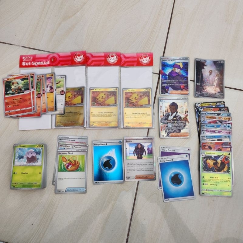 Borongan Kartu Pokemon AR SR Bulk Pikachu Choki Indomaret
