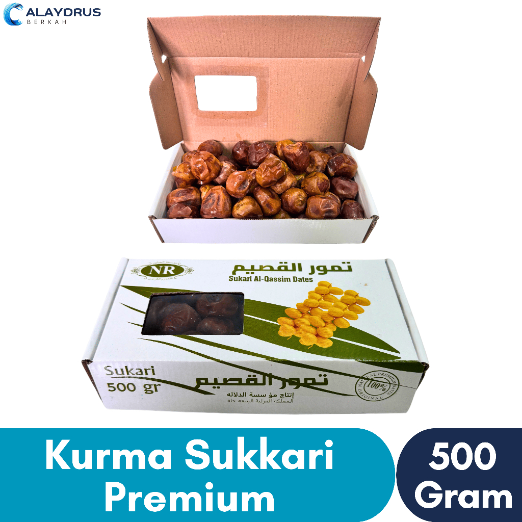 

Kurma Sukari 500 Gram al qassim Grade A Premium | Kurma Sukkari Madu Lembut Oleh Oleh Haji dan Umroh