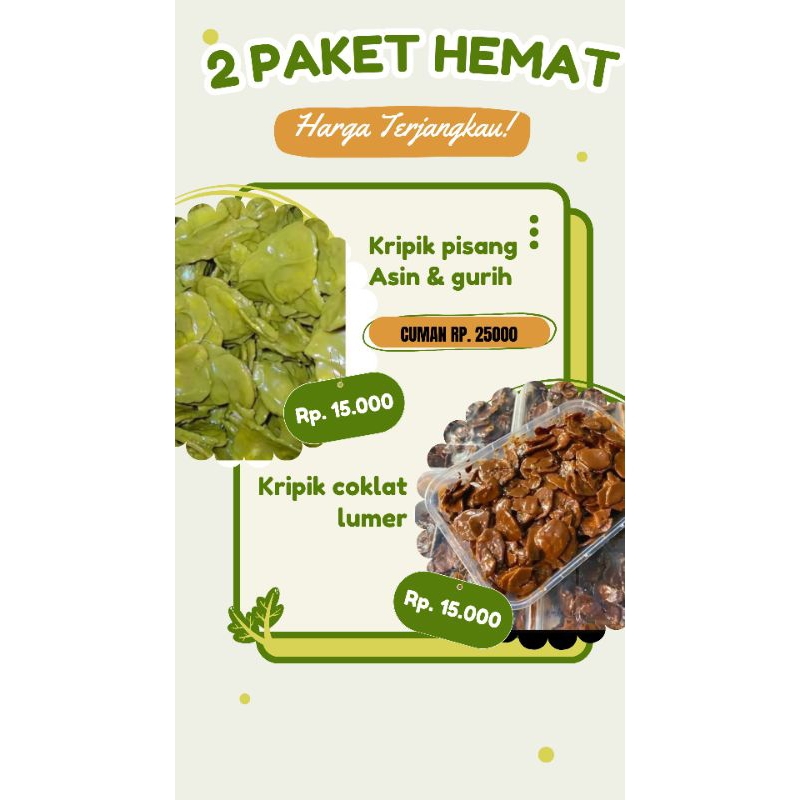 

2 paket hemat kripik pisang greentea & coklat 130gram