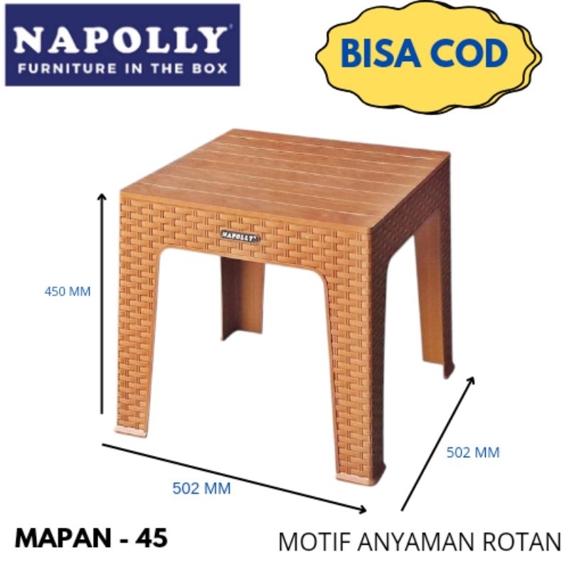 PROMO MEJA PLASTIK ASLI NAPOLLY/MEJA MAKAN/MEJA KOPI/MOTIF ROTAN