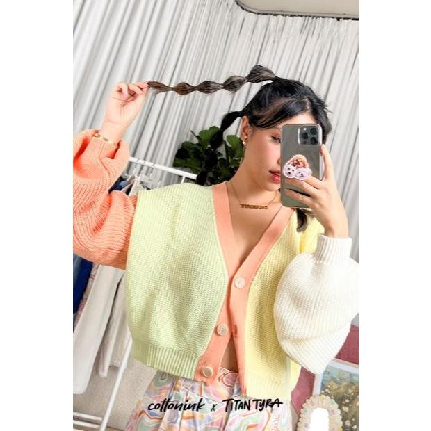 Four Color Cropped Cardigan Outer - Cotton Ink x Titan Tyra