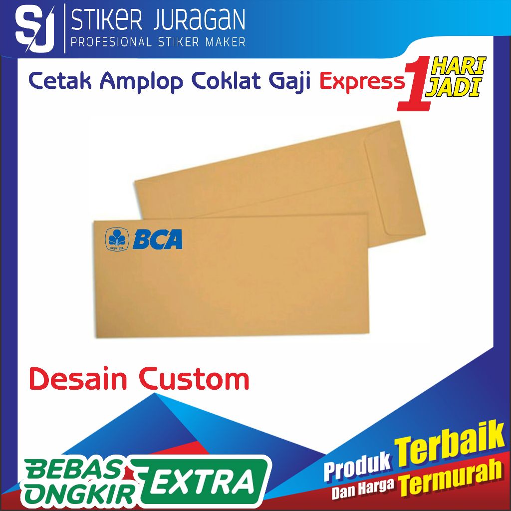 

Cetak Amplop Coklat Gaji / Kecil Custom Desain