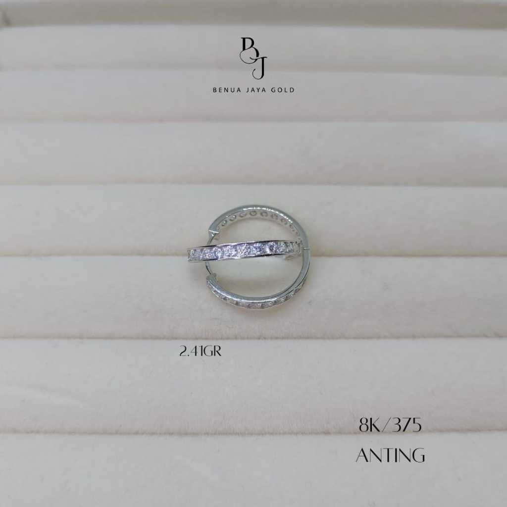 Anting Gipsy Listring Emas Putih 8K/375