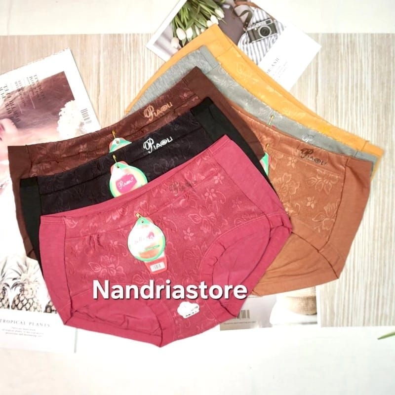 (6 Pcs) Celana Dalam Wanita PIAOLI 6088 / Celana Dalam Wanita Embos