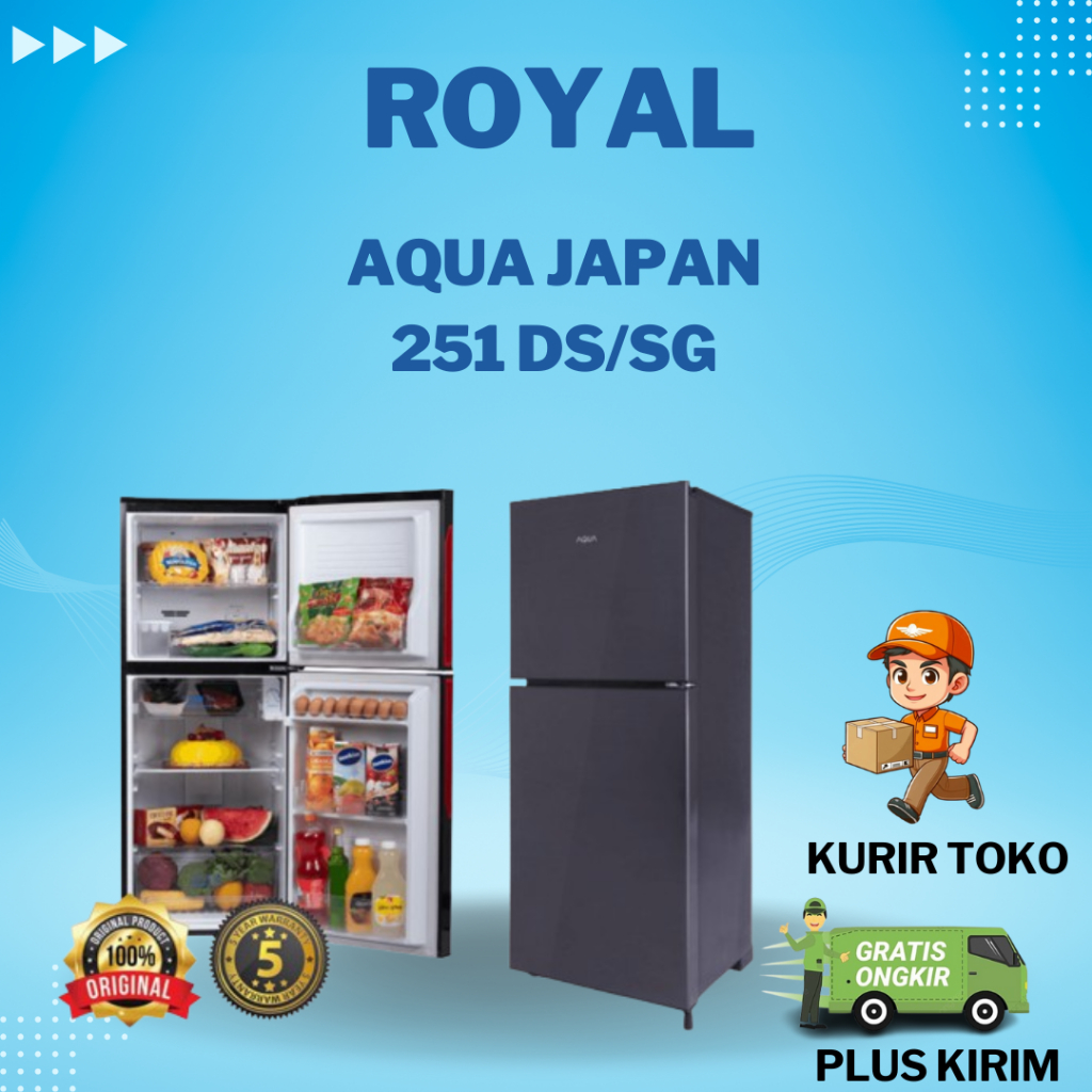 KULKAS 2 PINTU AQUA JAPAN D251 DG/SG
