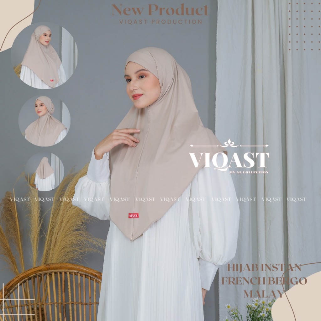 Hijab Instan Bergo French Melayu Khimar Lesti Jersey Premium Size L Kerudung Tali Instant Malay Jilb