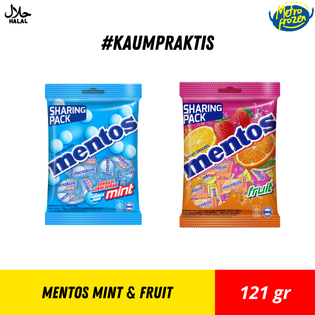 

MENTOS Mint & Fruit 121gr //mentos mint //mentos buah