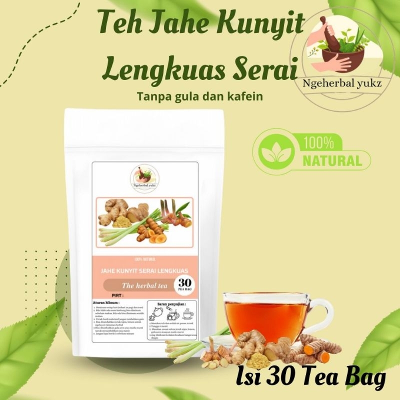 

Teh Jahe Kunyit Lengkuas Serai isi 30 tea bags | Minuman Herbal | Teh Herbal | Ngeherbal yukz