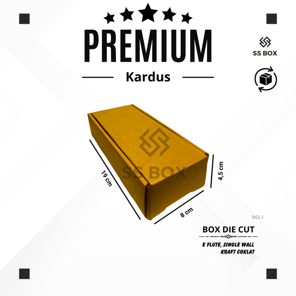 

KARDUS PACKING DIE CUT ukuran 19 x 8 x 4,5 KARDUS F-FLUTE PREMIUM