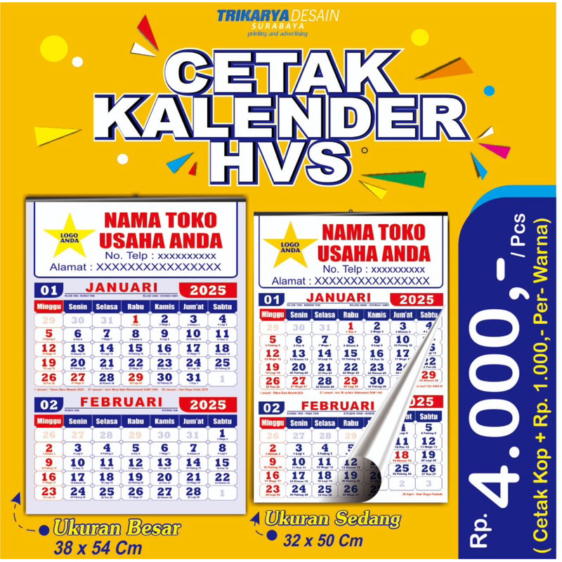 

Kalender Dinding/Kerja 2025 Murah Berkualitas