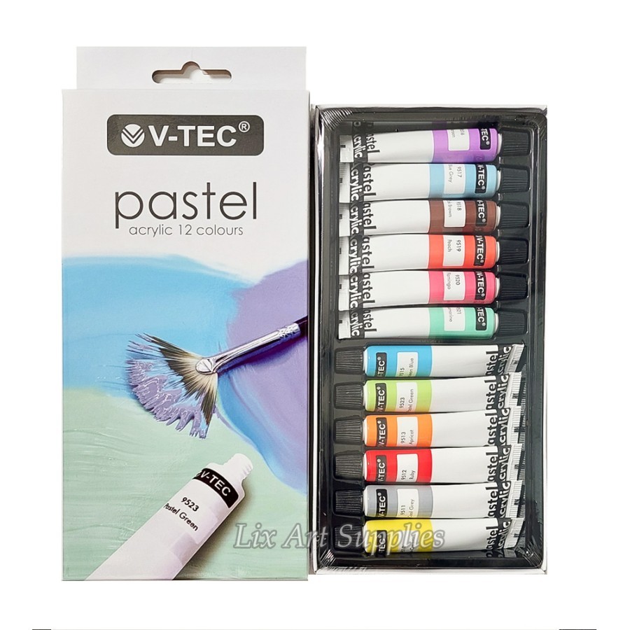 

RK Cat Acrylic Pastel Colour / Neon Colour / Metallic Colour VTEC Cat Akrilik 12 Warna 6ml V-Tec
