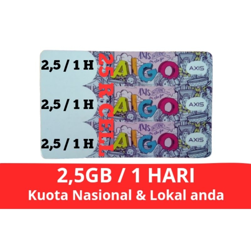 Paket Data Axis 2,5GB 1 HARI Kuota Nasional & Lokal anda
