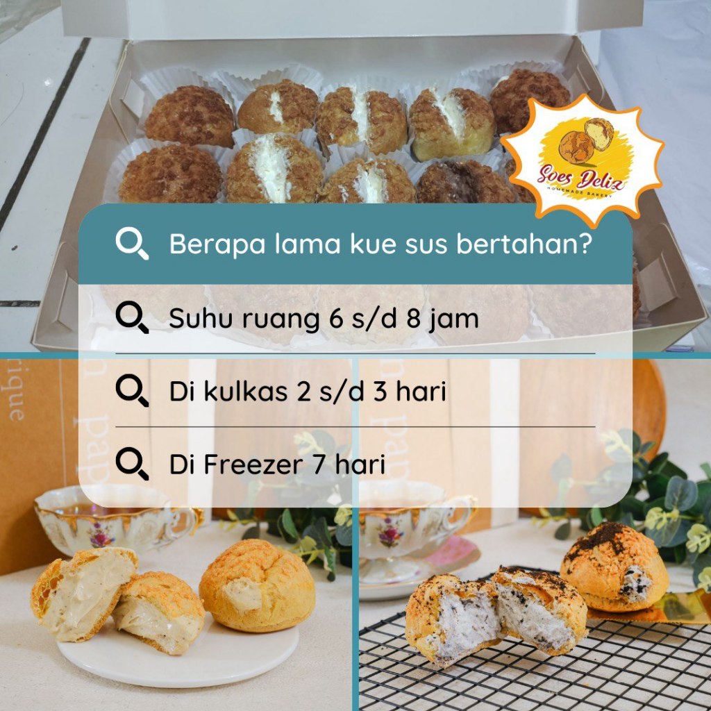 

Kue sus soes deliz ukuran MIni All Varian dgn isi 10 atau 15 pcs