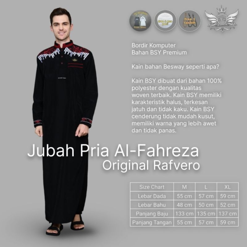 Baju Muslim Al Qannas | Jubah Pria Motif Bordir Lengan Panjang | Gamis Cowok Arabian Free Peci Tasbi